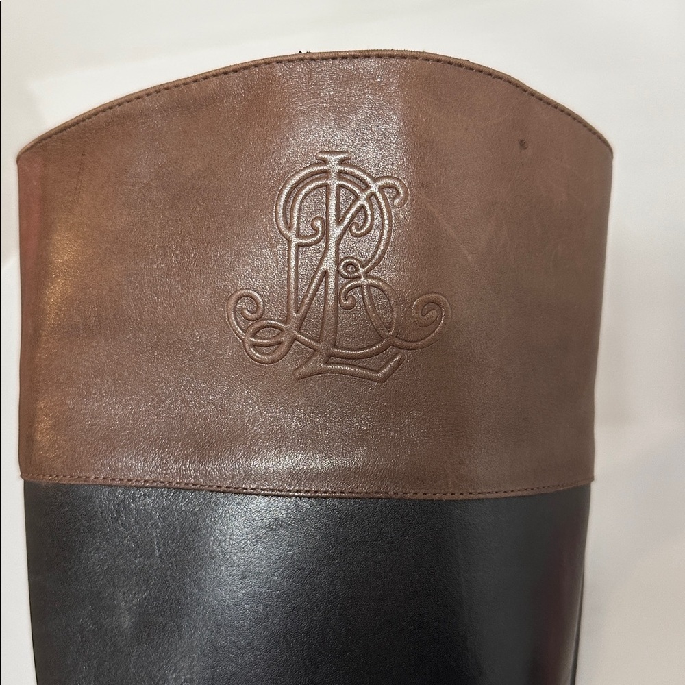 Ralph Lauren Black and Brown Knee-High Women's Boots Size 8.5 - Picture 2 of 7